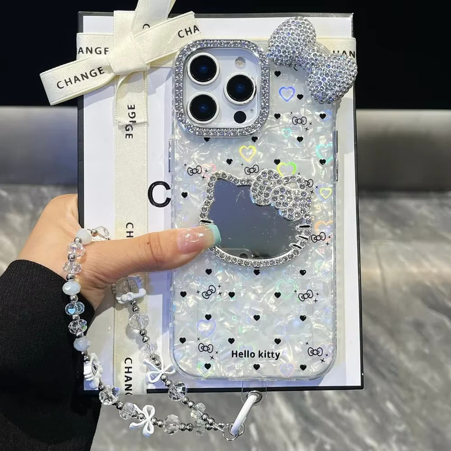 Sanrio Hello Kitty Handyhülle mit Spiegeloberfläche und Glitzer-Design für iPhone 16 15 14 13 12 11 Pro Max - Bild 2