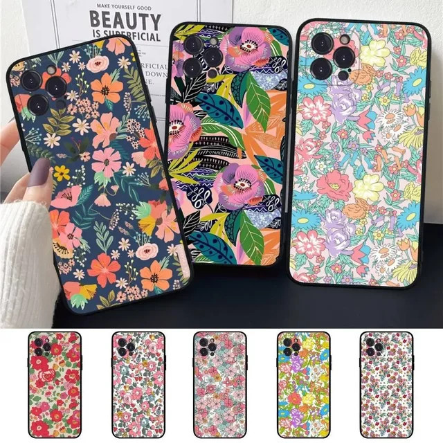 Bunte Blumen-Handyhülle aus weichem Silikon für Apple iPhone 11 bis iPhone 17 Pro Max, Mehrfarbig - Bild 1