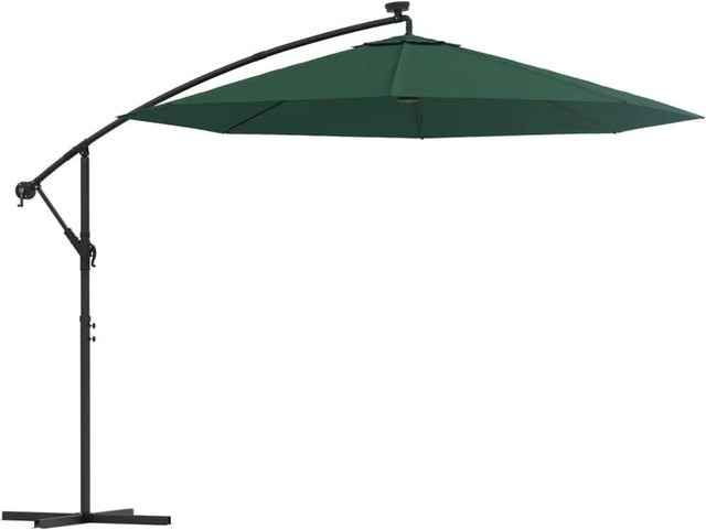vidaXL Ampelschirm mit LED-Beleuchtung in Grün, Durchmesser: 300 cm, Metallmast - Bild 1