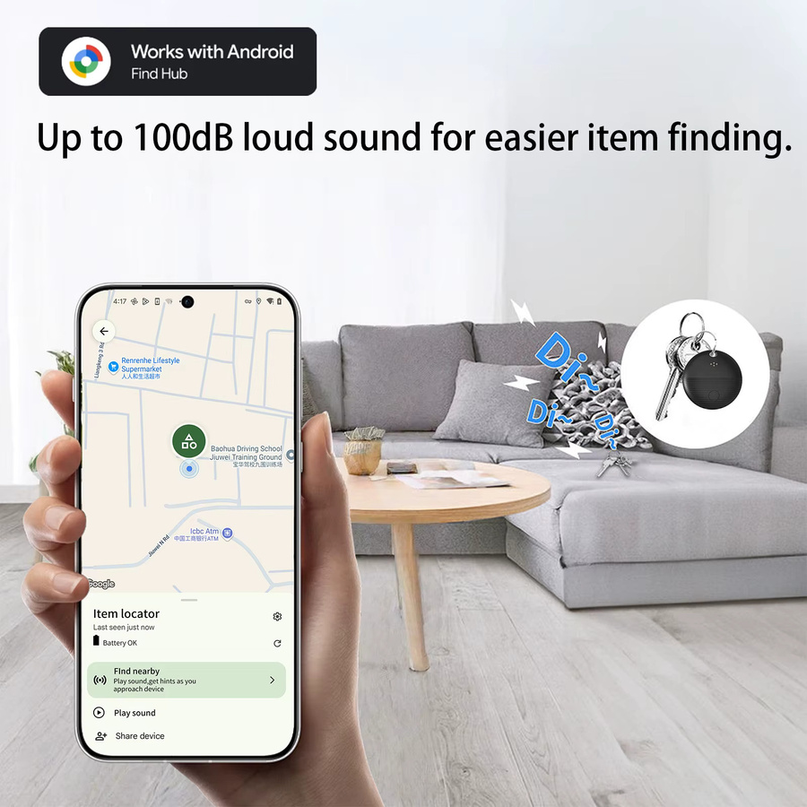 Google GPS-Tracker für Android in Weiß – Tragbares Bluetooth-Ortungsgerät zur Verlustvermeidung für Fahrrad und Schlüssel - Bild 3