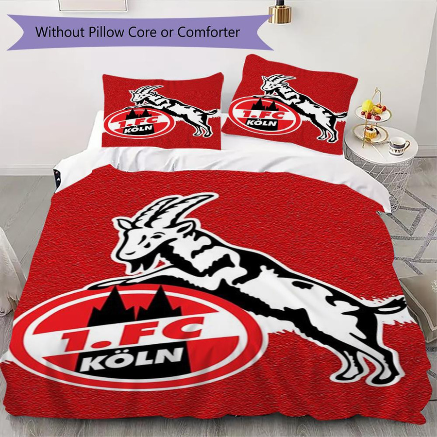 FC Köln Muster Bettwäsche Set mit Reißverschluss in Weiß, bestehend aus 1 Bettbezug und 2 Kissenbezügen, B/T: 250 x 220 cm - Bild 3