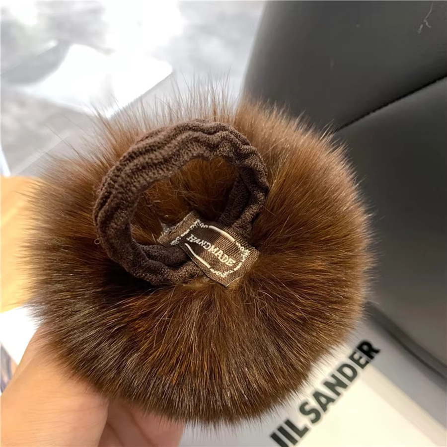Haargummi mit Plüsch Pompon, Echt Fuchs Pelz, Damen - Bild 3