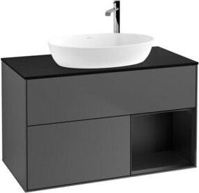 V&B Waschtischunterschrank Finion 100 in Anthrazit mit lackiertem Regal - Bild 1