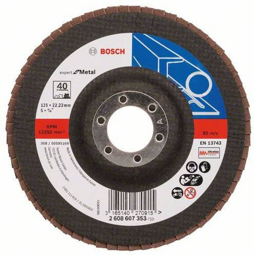 Bosch Fächerschleifscheibe Expert for Metal für Metall, Durchmesser: 125 mm, Farbe: Braun - Bild 1