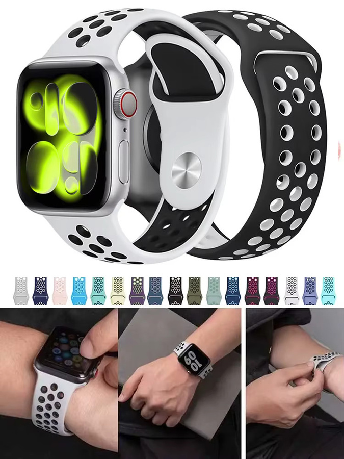 Sport-Loop-Armband für Apple Watch, Silikon, Weiß, Unisex - Bild 5
