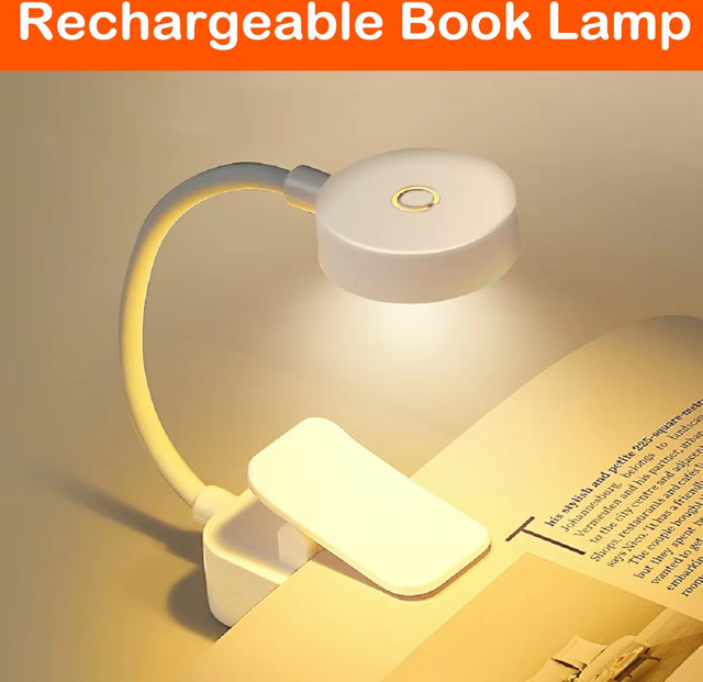 Tragbare Mini Clip-Buchlampe mit LED und Augenschutz, batteriebetrieben, weiß - Bild 1
