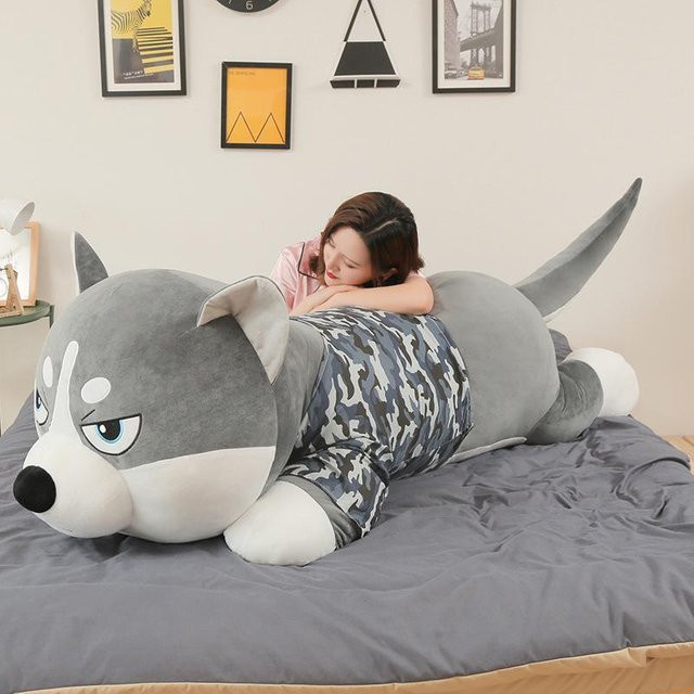 Yiran Health & Beauty Husky-Langkissen, Plüschtier, 100cm, Grau - Bild 1