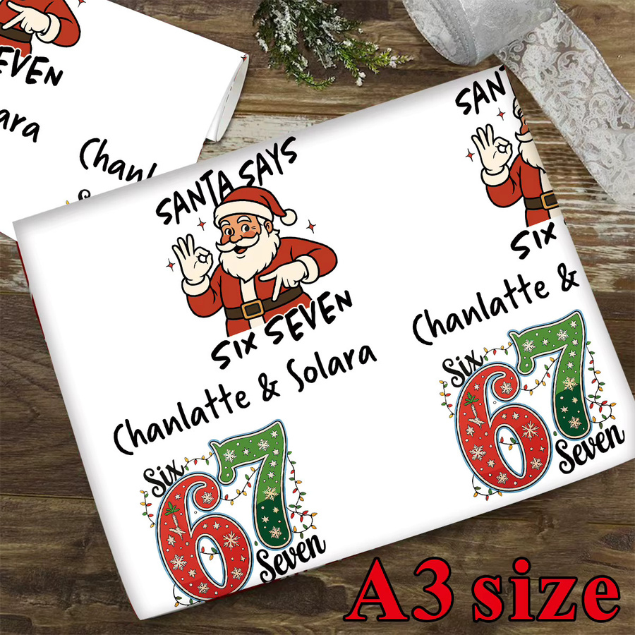 3 Stück personalisiertes Weihnachtsmann Geschenkpapier mit individuellem Namen für DIY-Bastelprojekte und Scrapbooking - Bild 2