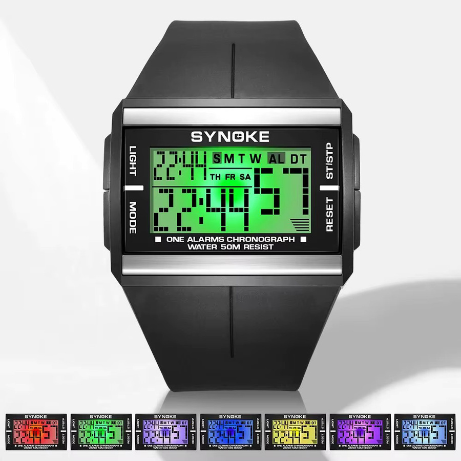 SYNOKE Digitaluhr, Schwarz, Kunststoff, Herren - Bild 2
