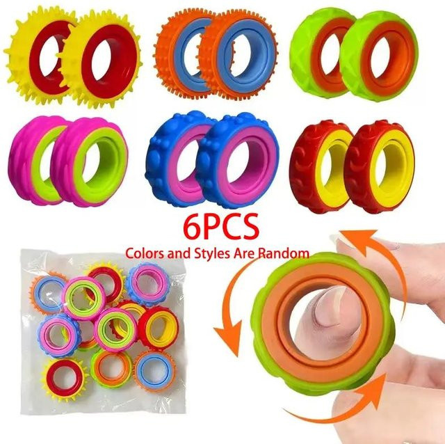 PRELEXT Fidget Ringe, Sensorisches Spielzeug, 6-teiliges Set - Bild 1