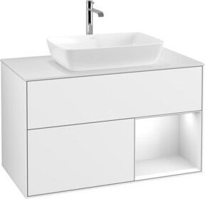 V&B Waschtischunterschrank Finion 100 in Weiß glänzend lackiert, B/T/H: 100 x 50,1 x 50,1 cm - Bild 1
