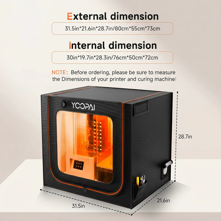 YOOPAI 3D-Harzdrucker-Gehäuse in Schwarz, wasserdicht und feuerfest mit konstanter Temperatur, H x B x T: 73 x 80 x 55 cm - Bild 7