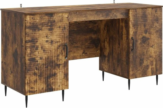 vidaXL Schreibtisch in Geräucherte Eiche, Retro Design für Home Office und Wohnzimmer, B/T/H: 142,5 x 50 x 75 cm - Bild 1