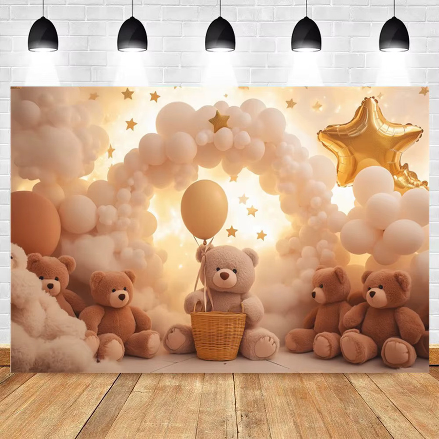 Yeele Fotohintergrund für Babygeburtstage und Babypartys mit Bären-Motiv und Luftballons - Bild 2