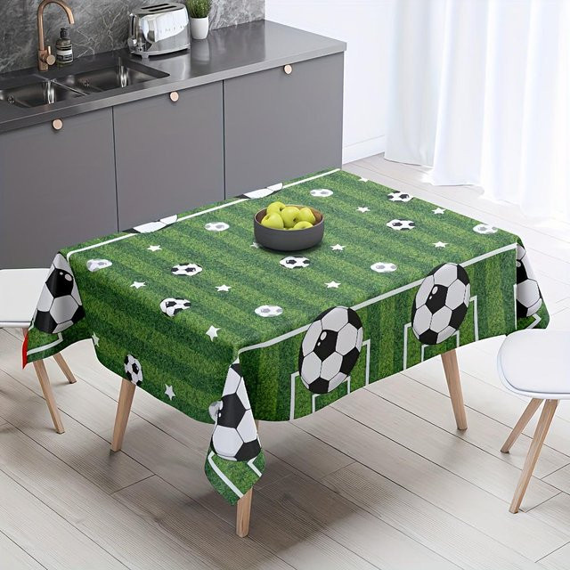 Rechteckige Tischdecke mit Fußball-Motiv von JMG Household Supplies, Grün, B: 140 cm, T: 200 cm - Bild 1