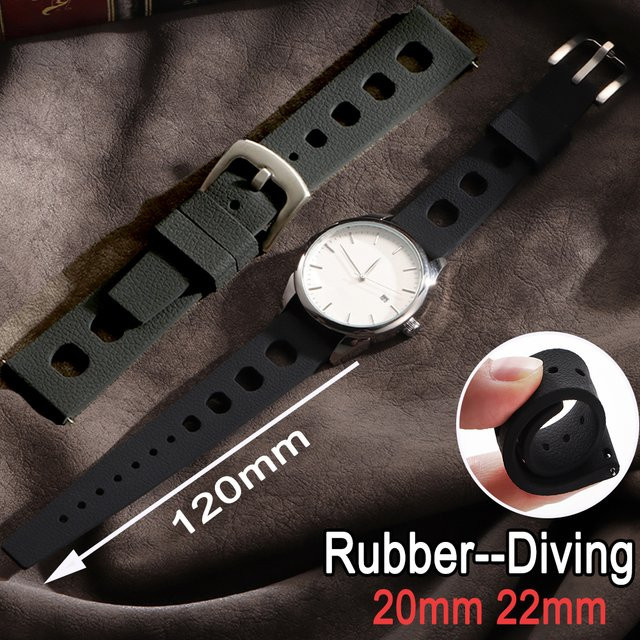 crazyband Uhrenarmband Kautschuk, Schwarz, Unisex, 20 mm, 22 mm - Bild 1