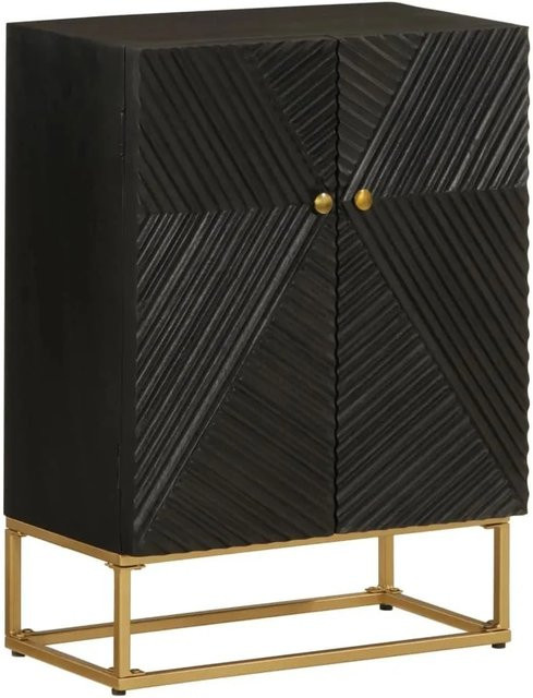 vidaXL Sideboard aus Mango-Massivholz und Eisen in Schwarz, B/T/H: 55 x 30 x 76 cm - Bild 1