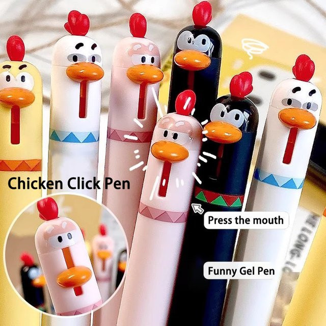 Lustiger Huhn Gelstift mit schnell trocknender Tinte, 0,5 mm, weiß und mehrfarbig, niedliches koreanisches Briefpapier für Schule und Büro - Bild 1