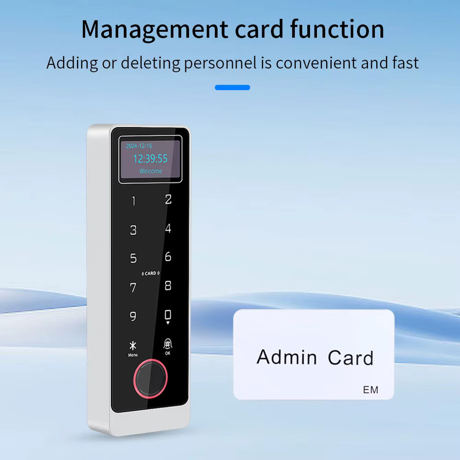 Asia-Teco Fingerabdruck-Zutrittskontrolltastatur aus Metall mit LED-LCD-Display und Tuya-App-Unterstützung, IP67 regenfest - Bild 3