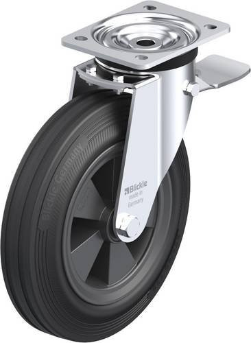 Blickle Lenkrolle L-VPP 250R-3-ST mit Feststeller in Schwarz und Grau, Rad-Durchmesser: 25 cm, Tragfähigkeit: 295 kg - Bild 1