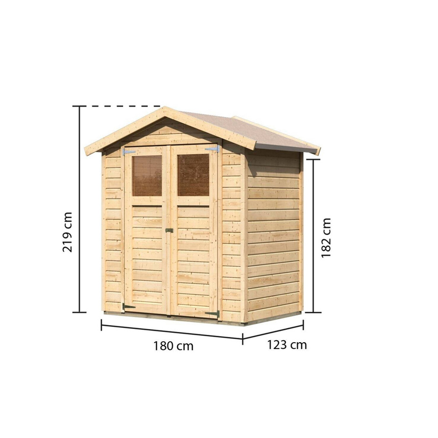 Karibu Gartenhaus Tito 1 in Natur, B/H/T: 180 x 222 x 123 cm - Bild 2