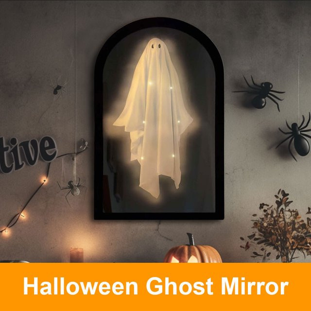 APWIKOGER Halloween-Geisterspiegel mit LED-Nachtlicht in Weiß, B/H: 35 x 20 cm und 50 x 24 cm - Bild 1