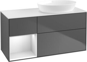 V&B Waschtischunterschrank Finion mit Wandbeleuchtung, Farbe Anthrazit lackiert, Breite: 120 cm, Tiefe: 50,1 cm, Höhe: 50,1 cm - Bild 1