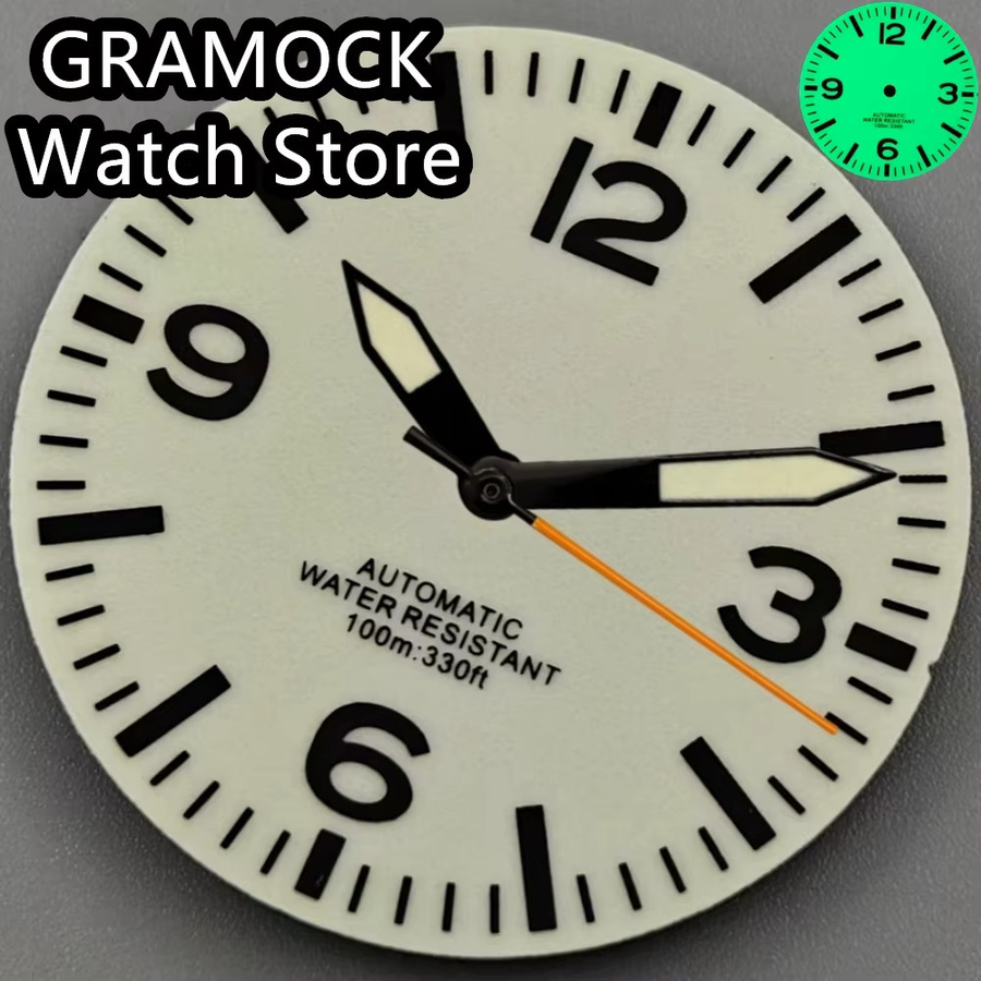 GRAMOCK Zifferblatt, Pilotenzifferblatt, 29 mm, Schwarz, Unisex - Bild 2