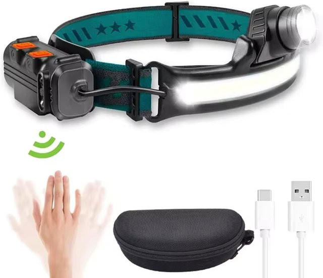 Heinast LED und COB Scheinwerfer in Schwarz, USB wiederaufladbare Induktions-Taschenlampe mit Sicherheitswarnfunktion und wasserdichter Laufbeleuchtung - Bild 1