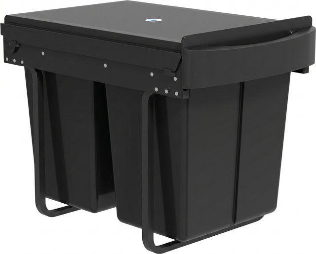 HOMCOM Ausziehbarer Unterschrank-Mülleimer mit Mülltrennsystem, 2 x 20L, Schwarz, B/T/H: 52 x 33,5 x 41 cm - Bild 1