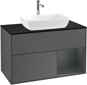 V&B Waschtischunterschrank Finion 100 in Anthrazit lackiert, B/T/H: 100 x 50,1 x 50,1 cm - Bild 1