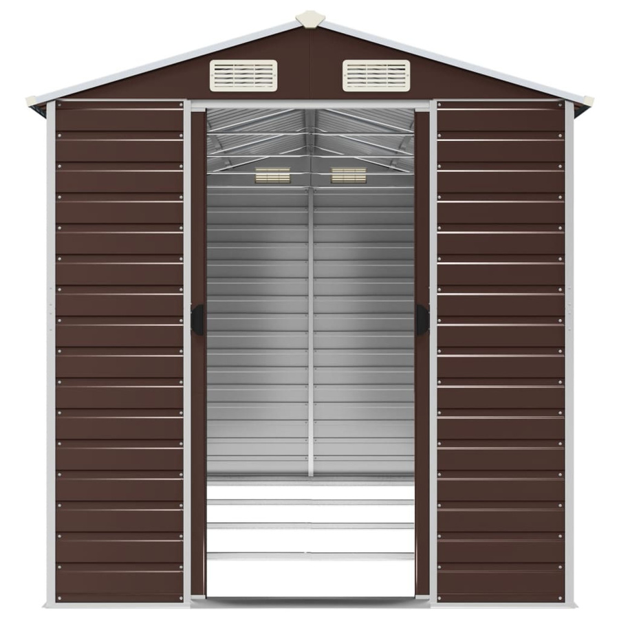vidaXL Gerätehaus aus verzinktem Stahl in Braun mit Schrägdach, B/T/H: 191 x 385 x 198 cm - Bild 4