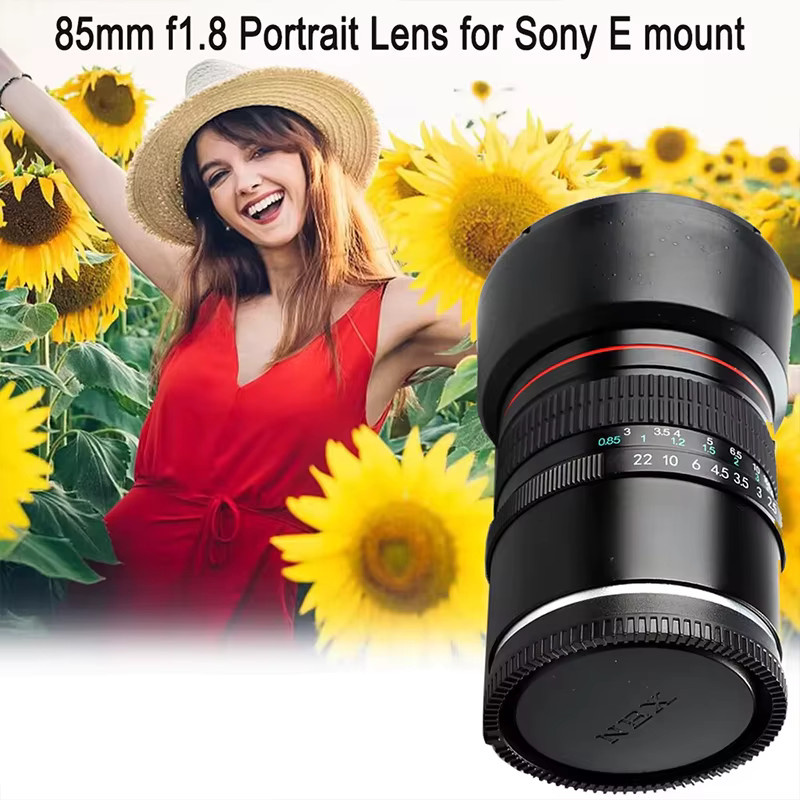 Lightdow Vollformat 85 mm F1.8-22 MF Portraitobjektiv für Canon EF Nikon F Sony E und Nikon Z Mount, Schwarz - Bild 2