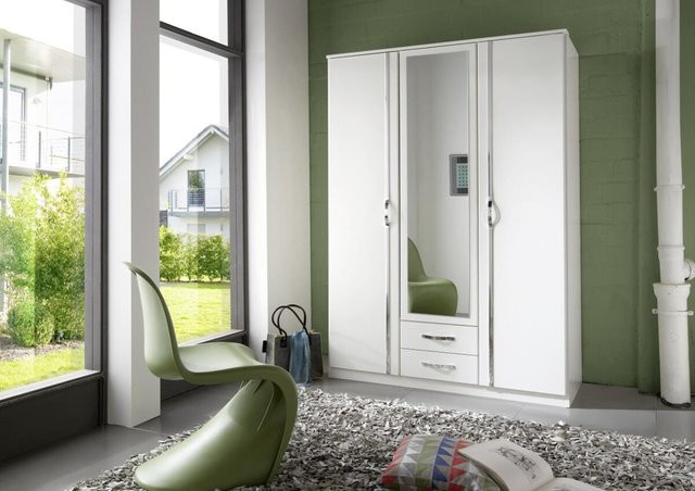 Kleiderschrank Duo von POCO in Weiß, B/H/T: 135 x 198 x 58 cm - Bild 1