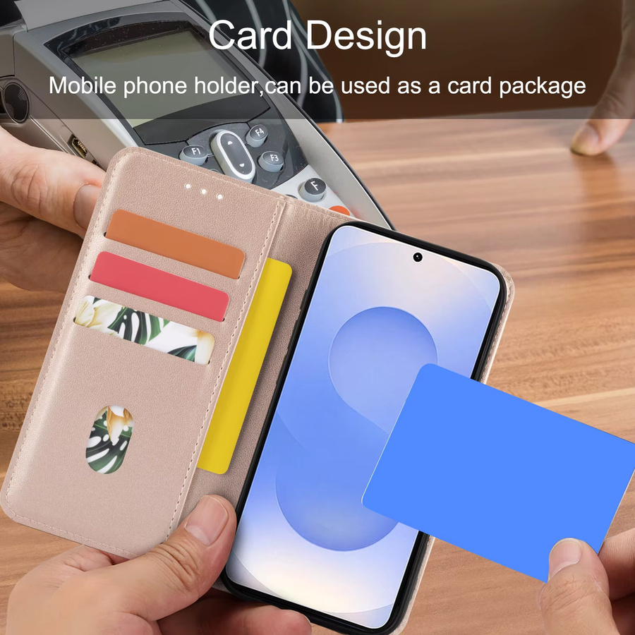 Samsung A56 Serie Schutzhülle Flip Wallet Case aus Kunstleder mit Kartenfach in Schwarz oder Beige - Bild 2