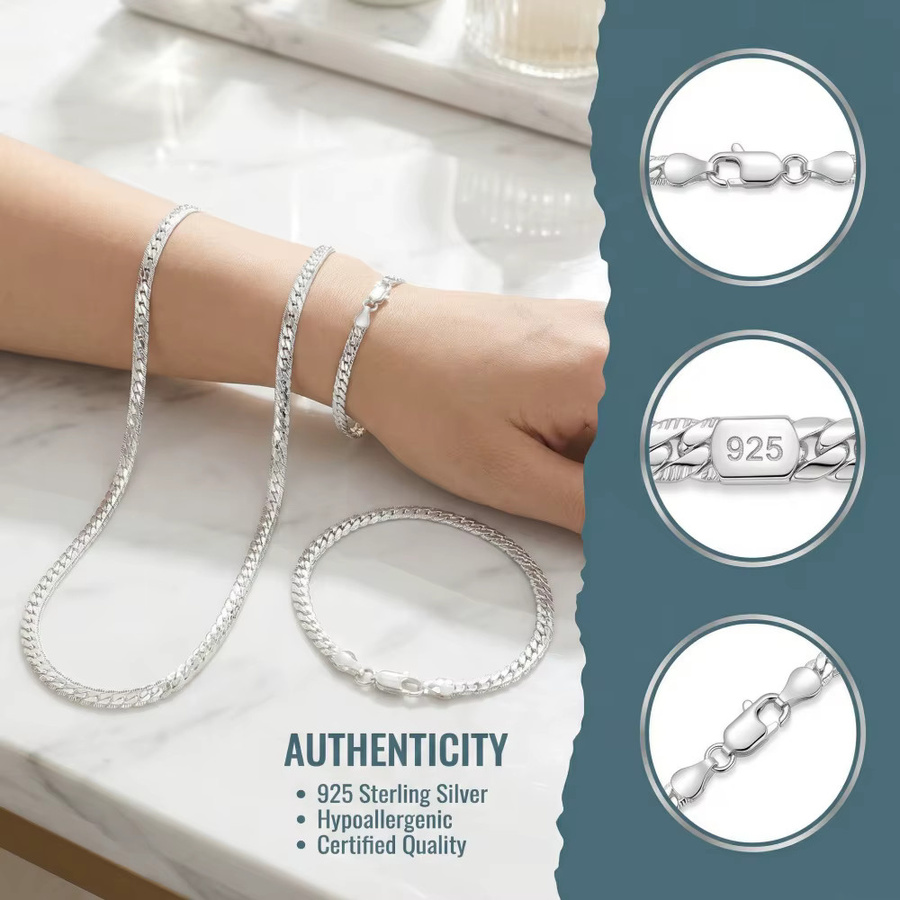 Wing of dream Schmuck-Set, 925 Silber, Halskette, Armband, Unisex - Bild 1