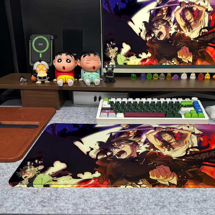 Anime B-Black C-Clover Mauspad XXL rutschfeste Gamer-Tastaturmatte mit HD Art Design in Schwarz und Multicolour, B/T: 90 x 40 cm - Bild 2