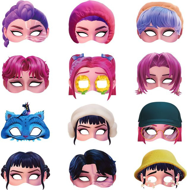 MINISO Party Foto Requisiten, Papier Masken, 12-teiliges Set - Bild 1