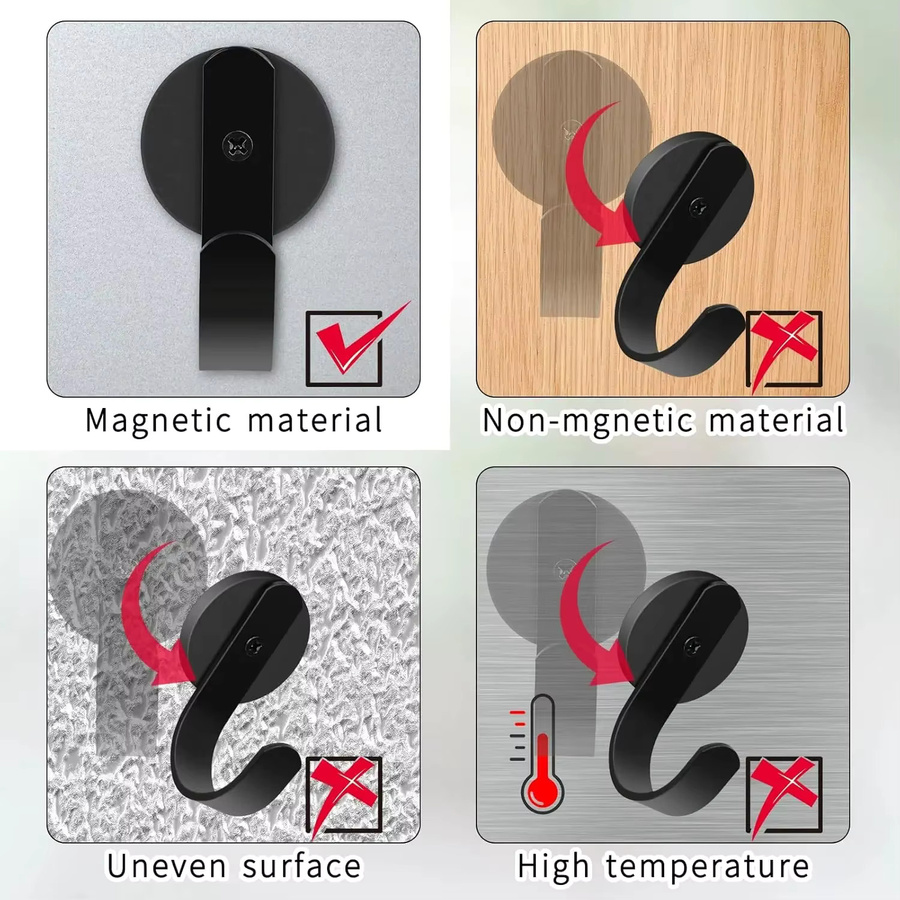 YOCITY Magnetische Haken Schwarz aus Metall für Haushalt, Büro, Bad und Küche - Bild 4