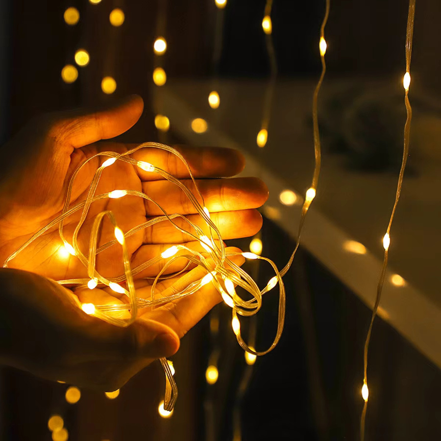 KIKIELF LED Vorhang Lichterkette Warmweiß mit Fernbedienung USB Powered für Hochzeit, Weihnachten und Garten - Bild 2