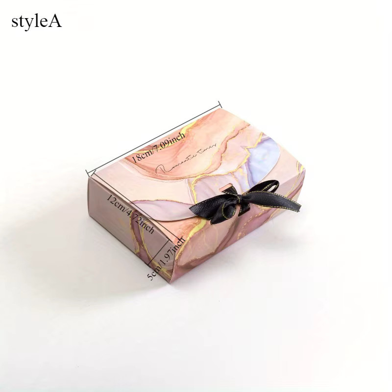 10 Stück Marmor Geschenkboxen aus schwarzem Kraftpapier für Hochzeit und Party, B/T/H: 18 x 12 x 5 cm - Bild 2