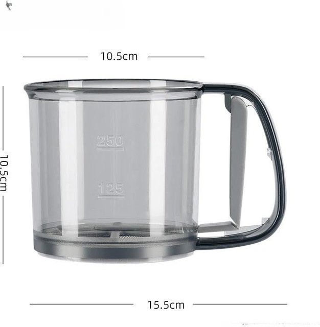 SEEQS Küchenmehlsieb und Pulverstreuer mit Messbecher in Grau und Transparent - Bild 1
