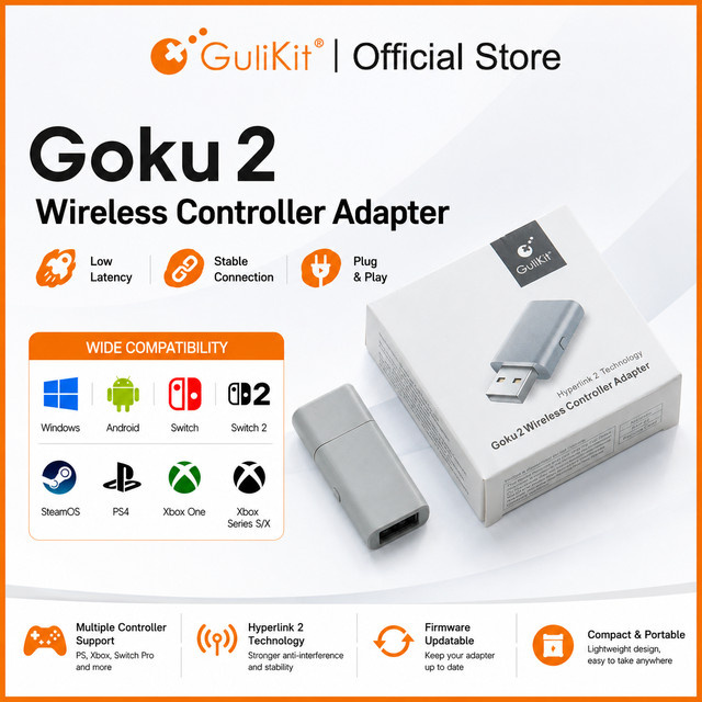 Gulikit Goku 2 Kabelloser Controller-Adapter Bluetooth-Dongle für Windows, Nintendo Switch, PS4, Android und Xbox Series S/X sowie Xbox One - Bild 1