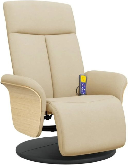 vidaXL Massagesessel mit Fußteil in Beige aus Stoff mit Armlehnen und elektrischer Funktion - Bild 1
