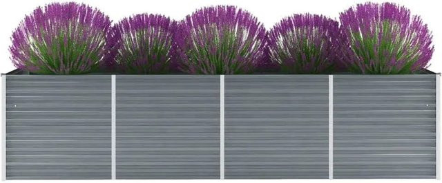 Furnicato Garten-Hochbeet aus verzinktem Stahl in Grau, B/T/H: 320 x 80 x 77 cm - Bild 1