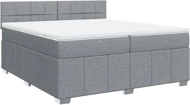 vidaXL Boxspringbett Hybrid mit Matratze Hellgrau B/T: 200 x 200 cm mit USB-Anschluss und Unterbettbeleuchtung - Bild 1