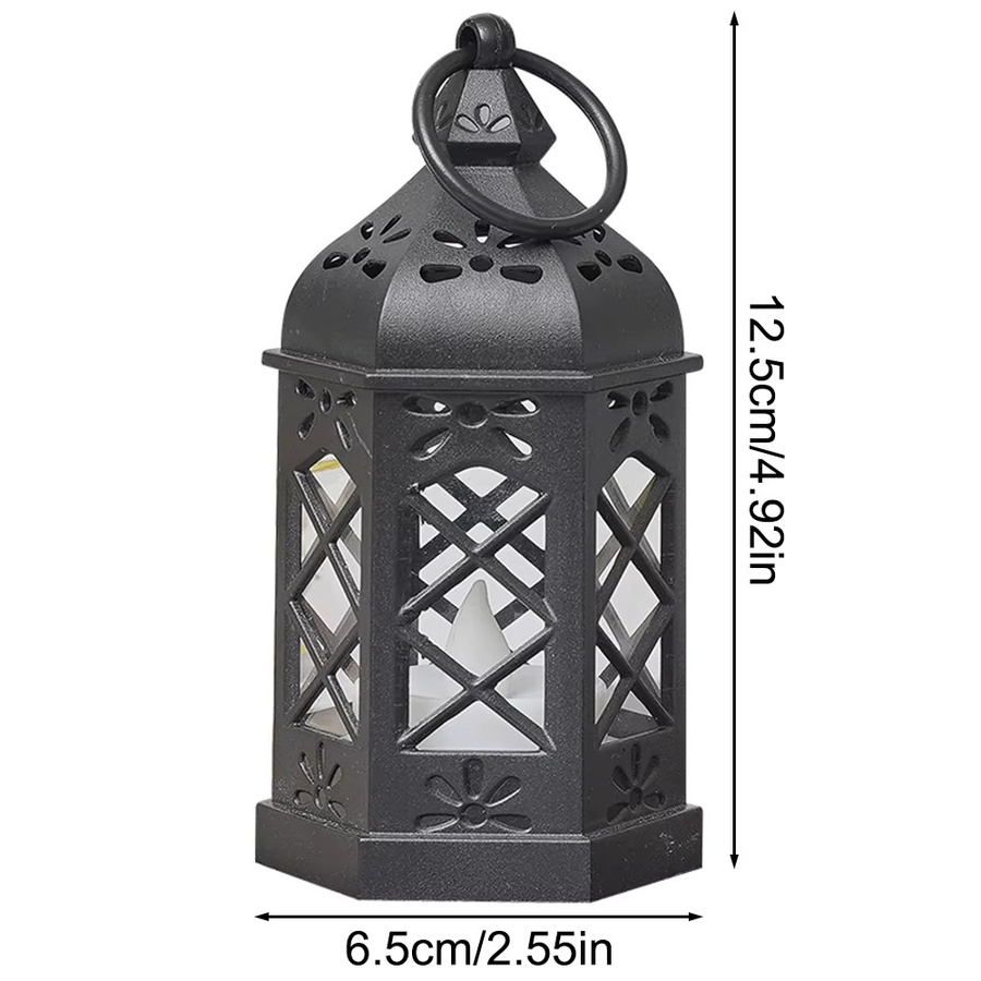Vintage LED-Kerzenlaterne in Schwarz als flammenlose Hängedekoration für Innen- und Außenbereich - Bild 3