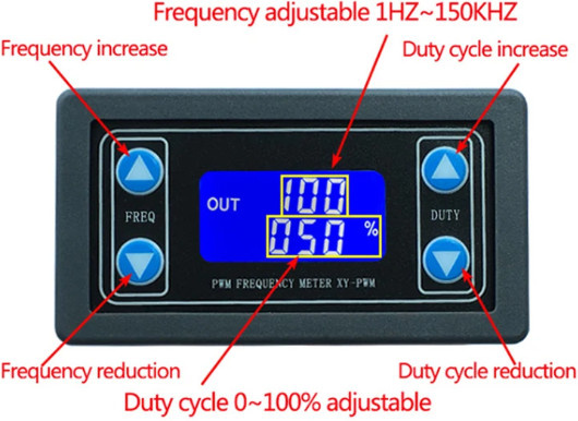 XY-PWM Rechteckwellen-Signalgenerator Modul mit einstellbarer Pulsfrequenz 1Hz-150KHz und Arbeitszyklus in Schwarz - Bild 1