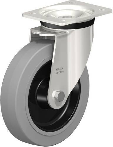 Blickle Lenkrolle LKX-POEV 200XR-SG in Schwarz und Grau aus Edelstahl mit 200 mm Rad-Durchmesser und 500 kg Tragfähigkeit - Bild 1