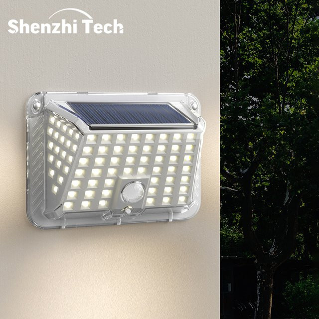 Shenzhi Tech LED-Solar-Wandleuchte in Weiß mit Bewegungssensor für Garten und Terrasse - Bild 1
